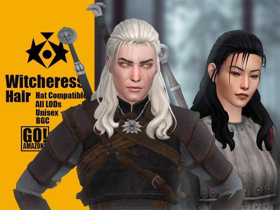 Witcheress Hair by GoAmazons для Симс 4. Скачать мод