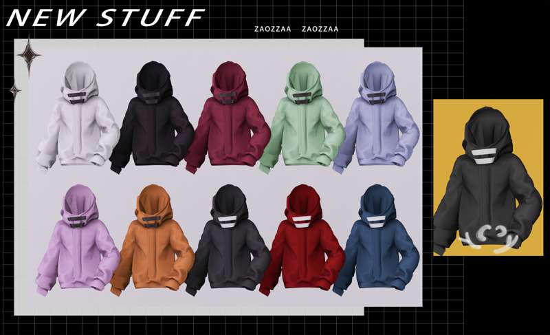 [ZAO]Half Hat Hoodie  для Симс 4. Скачать мод
