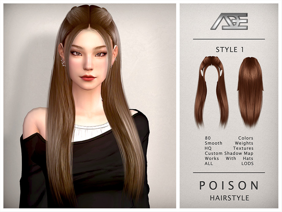 Женская прическа. Poison Hairstyle (Style 1) для Симс 4. Скачать мод
