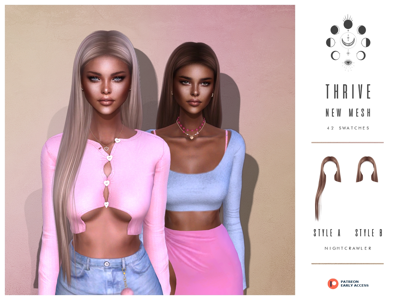 Женская прическа - THRIVE HAIR для Симс 4. Скачать мод