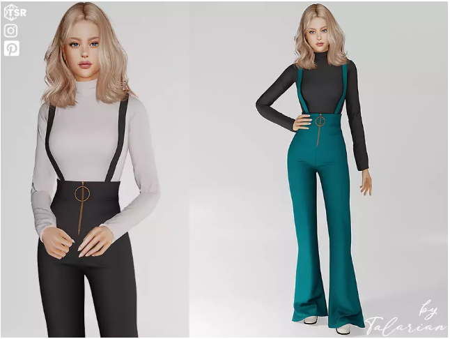 Женский комбинезон Francesca Jumpsuit  для Симс 4. Скачать мод
