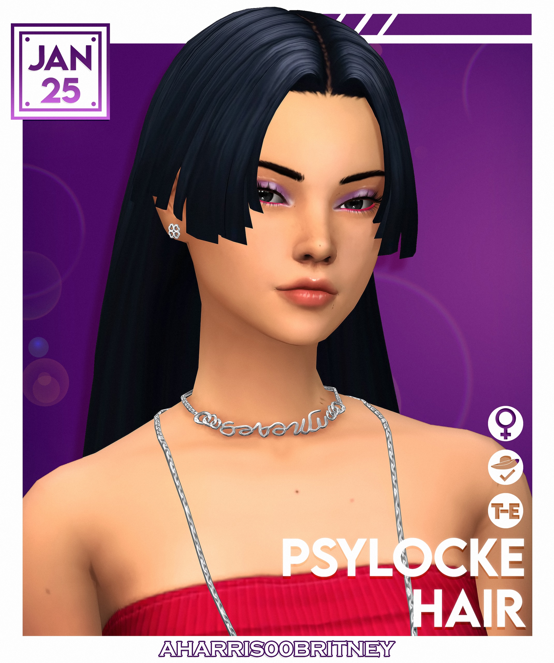 [AH00B] - Psylocke Hair для Симс 4. Скачать мод