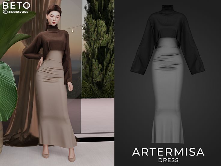 Artemisa (Dress) для Симс 4. Скачать мод
