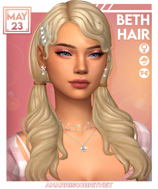 Beth Hair  для Симс 4. Скачать мод