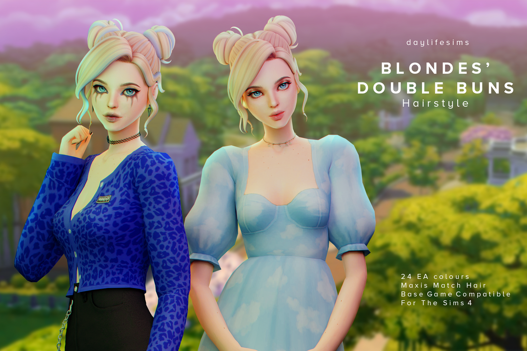 Blondes' Buns - Hairstyle для Симс 4. Скачать мод