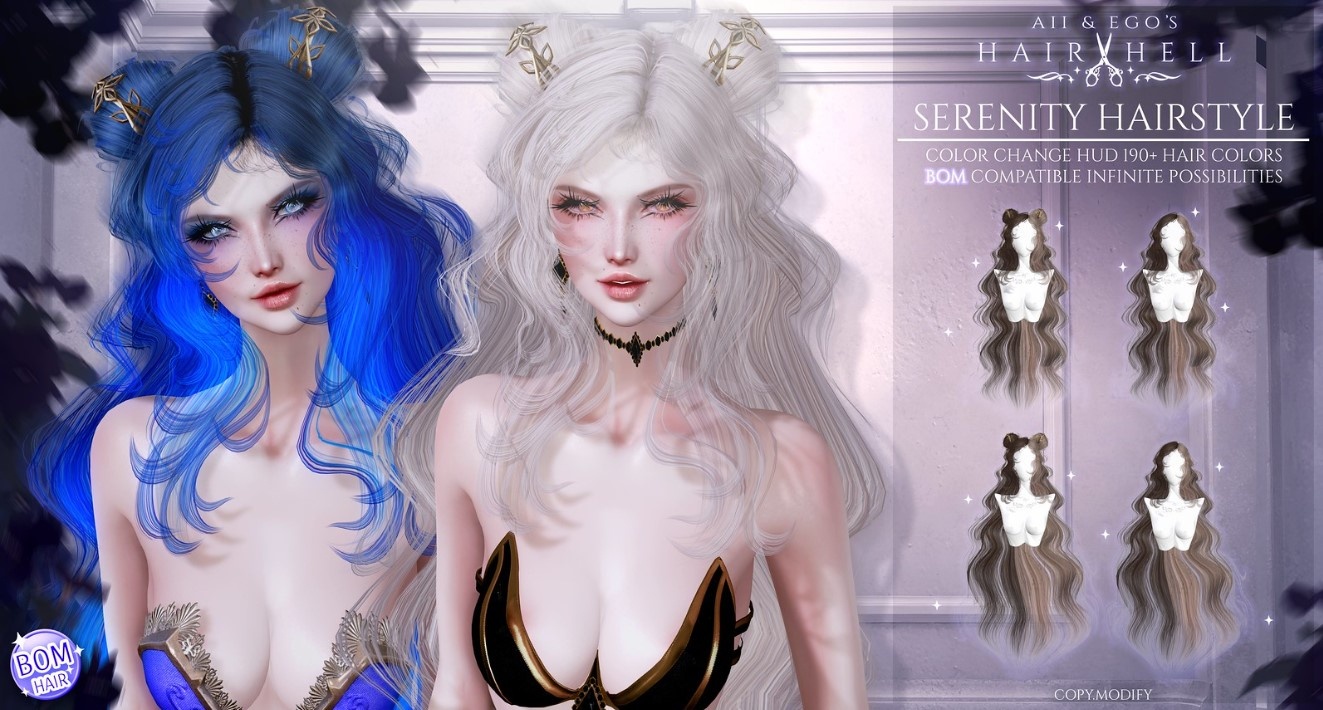 BOM - Serenity Hair Style для Симс 4. Скачать мод