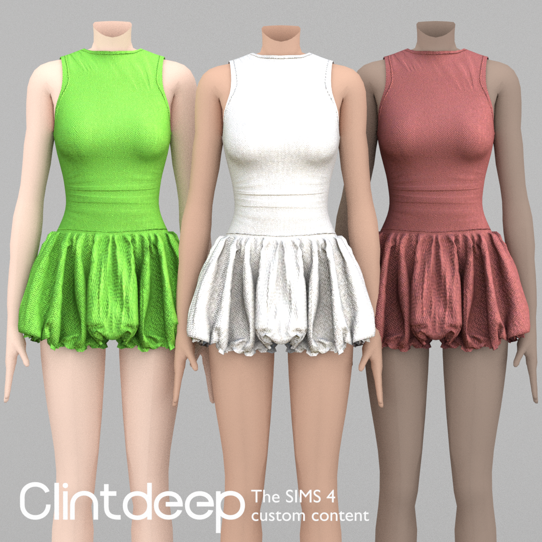 Clintdeep TS4 CC Olivia Mini Dress для Симс 4. Скачать мод