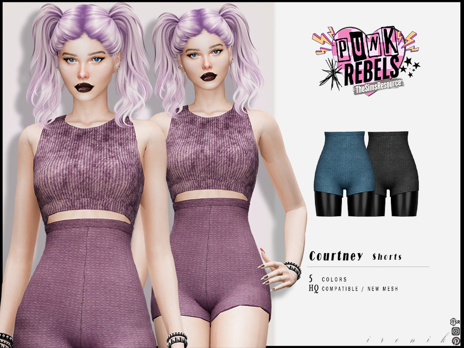 Courtney SET - Shorts by _ironik_ для Симс 4. Скачать мод
