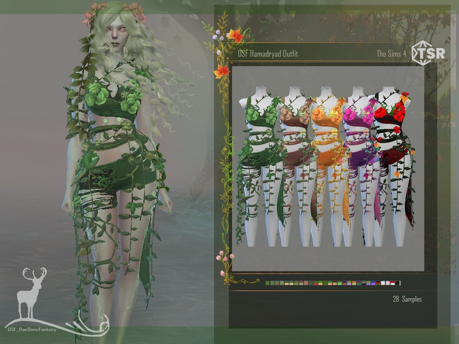 DanSimsFantasy - HAMADRYAD OUTFIT для Симс 4. Скачать мод