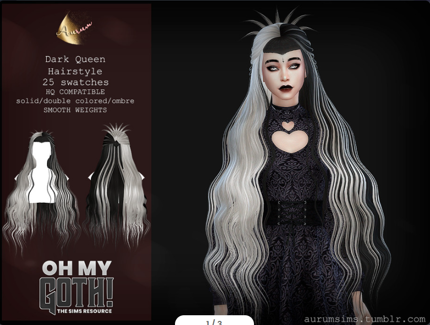 Dark Queen Hairstyle для Симс 4. Скачать мод