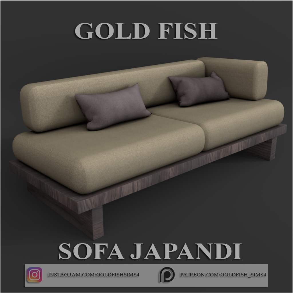 Диван - Solid wood sofa Japandi для Симс 4. Скачать мод