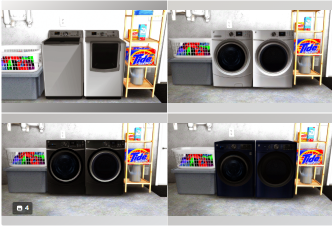Functional Washer & Dryer Sets CC для Симс 4. Скачать мод