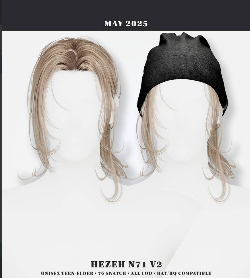 Hezeh - Hair No.71 v2 для Симс 4. Скачать мод