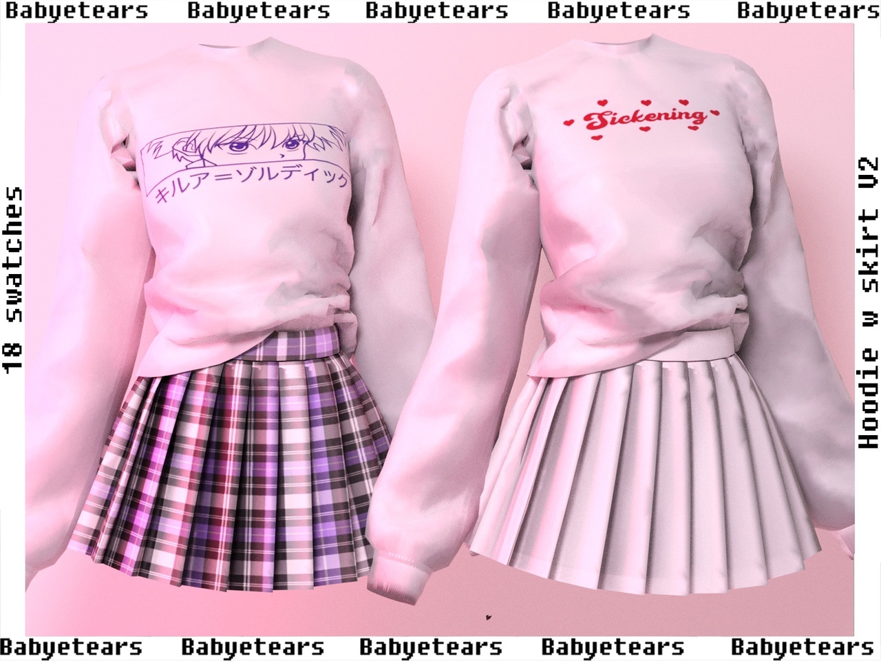 Hoodie with skirt V2 Babyetears для Симс 4. Скачать мод