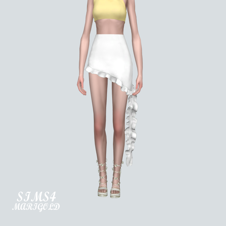 Юбка - Bottom Unbalance Ruffle Mini Skirt V2 для Симс 4. Скачать мод