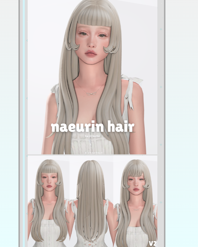 kaycreame - naeurin hair для Симс 4. Скачать мод