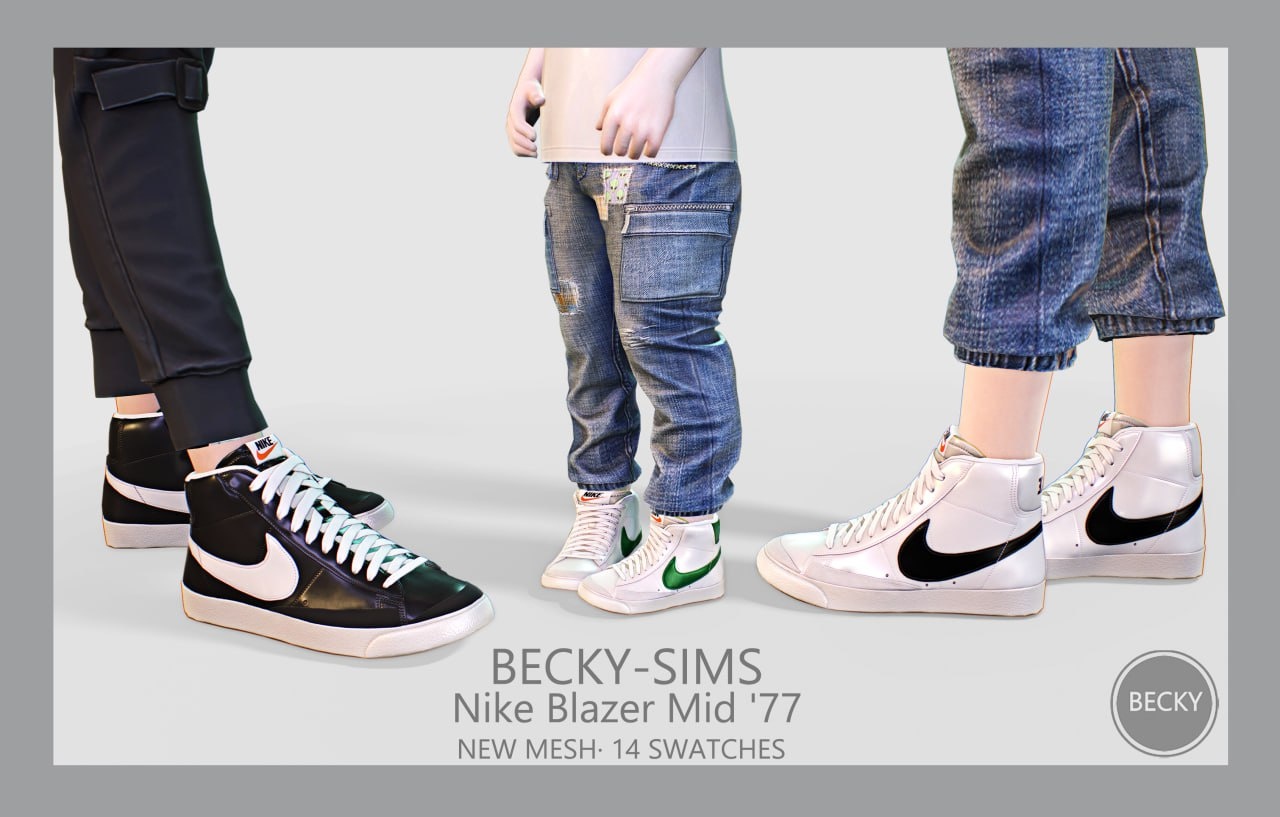 Кеды - Nike Blazer Mid 77 для Симс 4. Скачать мод