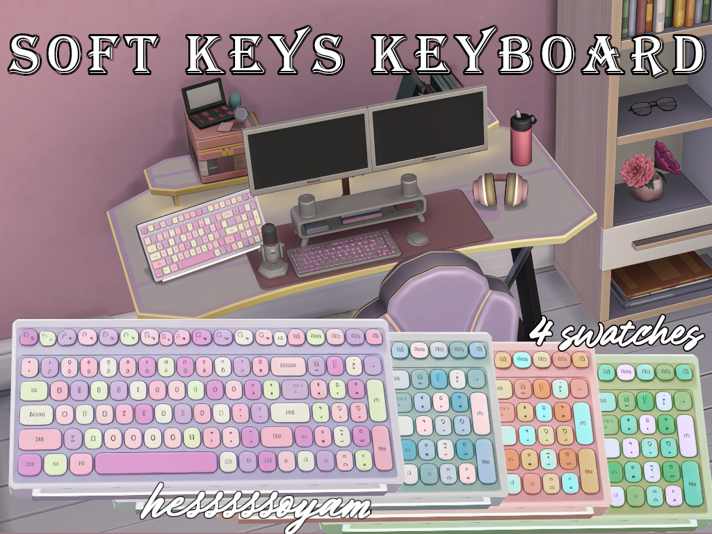 Клавиатура на подставке Soft Keys Keyboard (декор) для Симс 4. Скачать мод