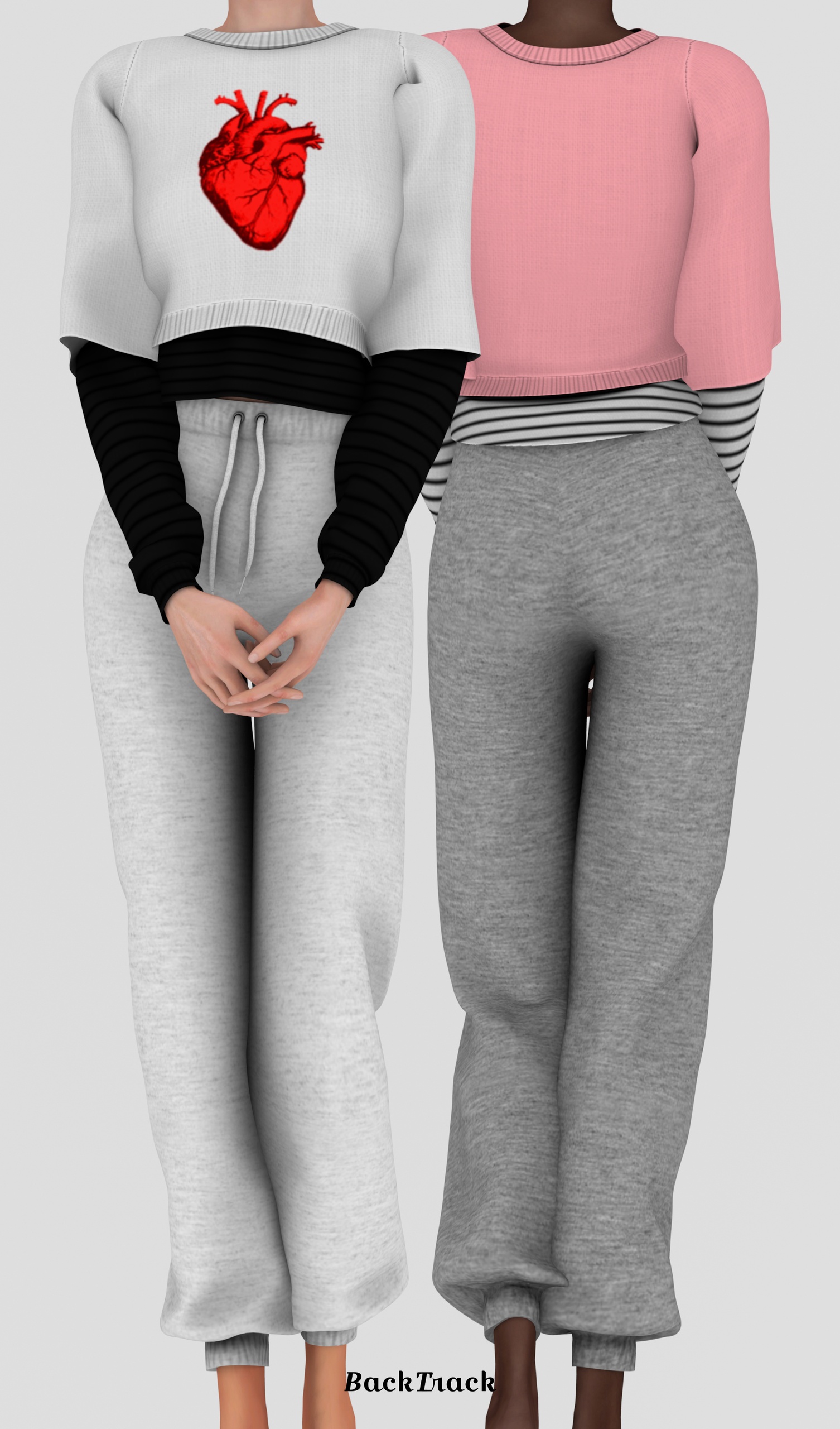 Layered Crop Tshirt & Dany Sweat Pants для Симс 4. Скачать мод
