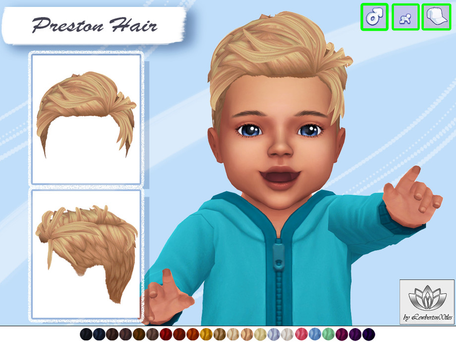 Lewbertsn00tles - Preston Hair - Infant version для Симс 4. Скачать мод
