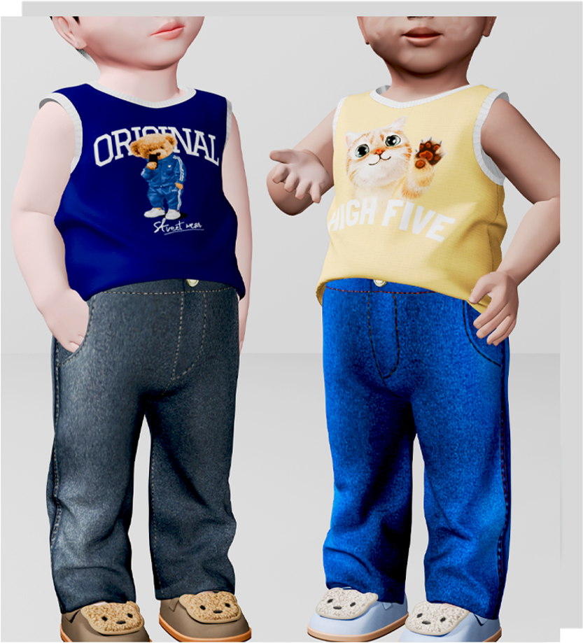 🧸Маечка и джинсы - jeans & sleeveless top (INFANT) для Симс 4. Скачать мод
