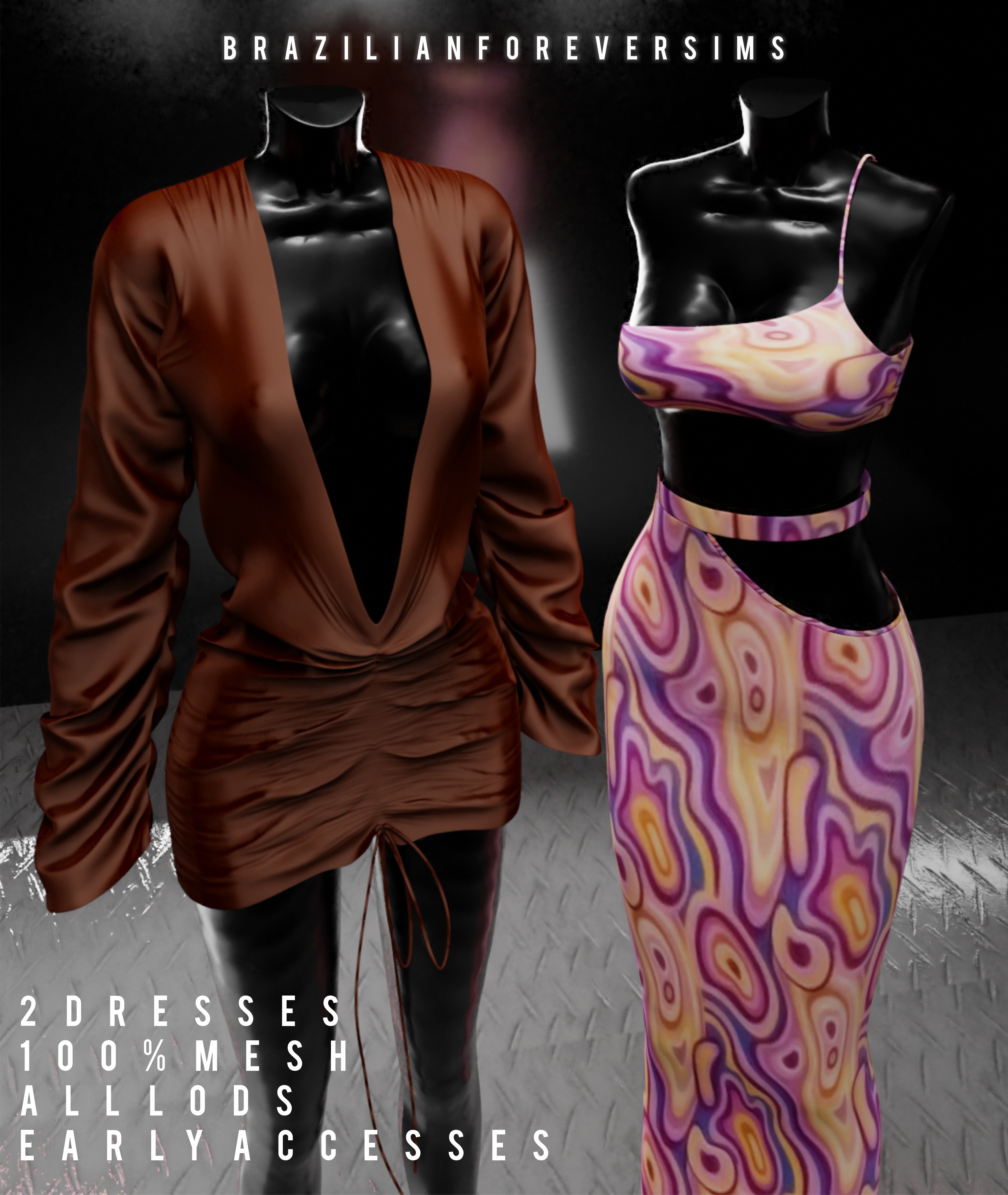 MAEVE AND AYSHA DRESS для Симс 4. Скачать мод