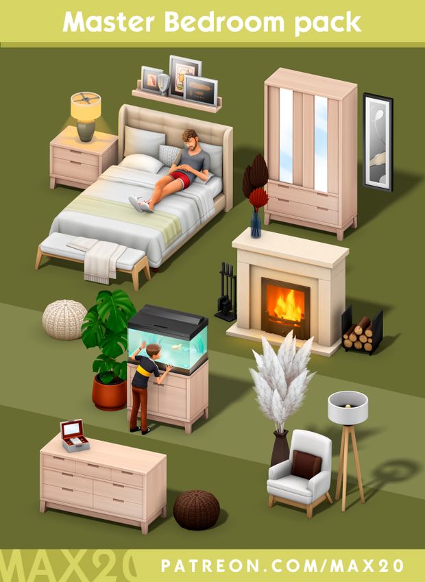 Master bedroom pack для Симс 4. Скачать мод