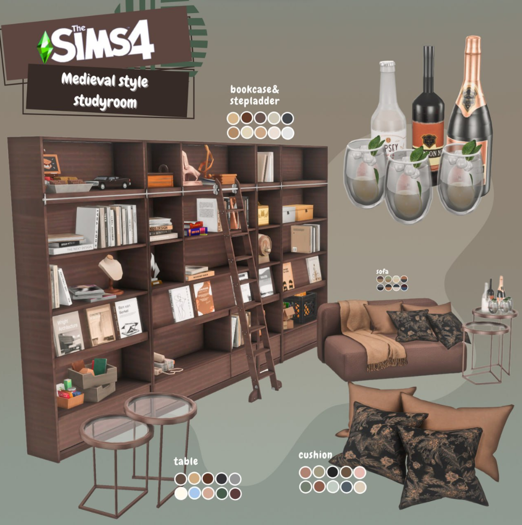 Medieval Style Study Room 19 items для Симс 4. Скачать мод