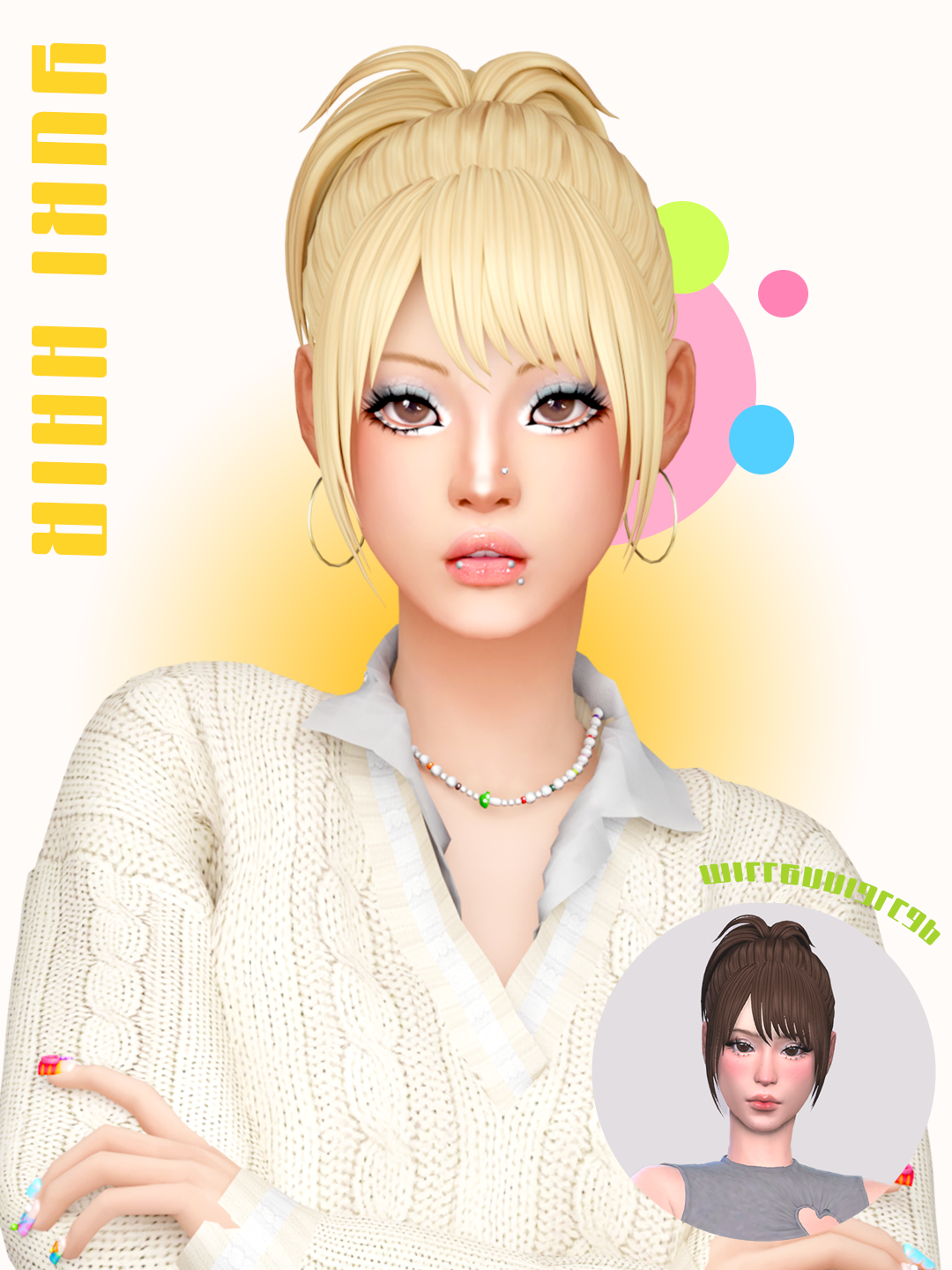 [millennialcap] yuki hair для Симс 4. Скачать мод