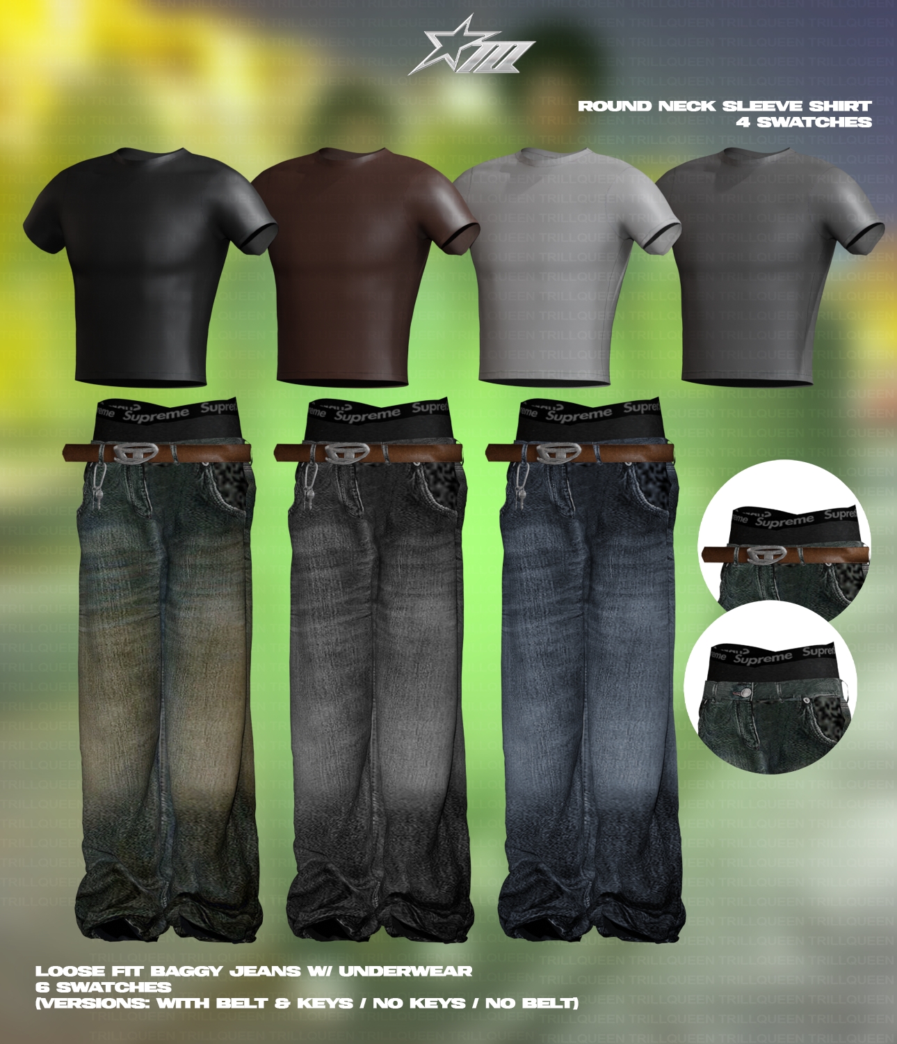 Мужская одежда. Футболка и джинсы - diesel set для Симс 4. Скачать мод