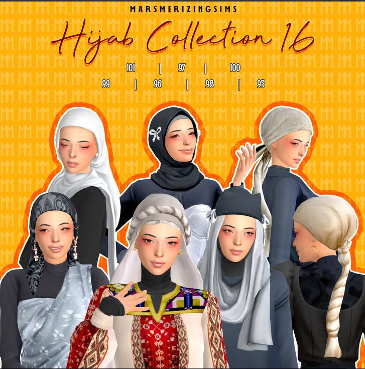 Набор хиджабов Hijab Collection 16 для Симс 4. Скачать мод