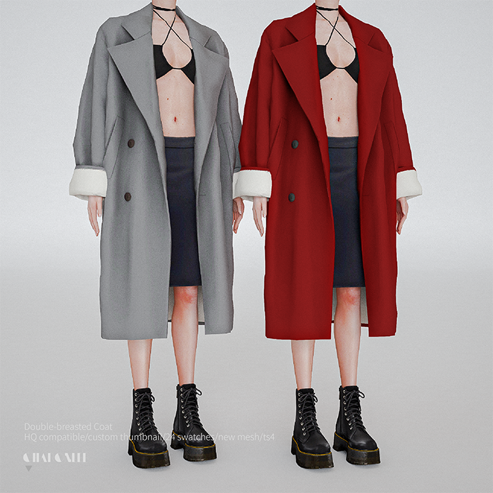 Плащ - Double breasted Coat для Симс 4. Скачать мод