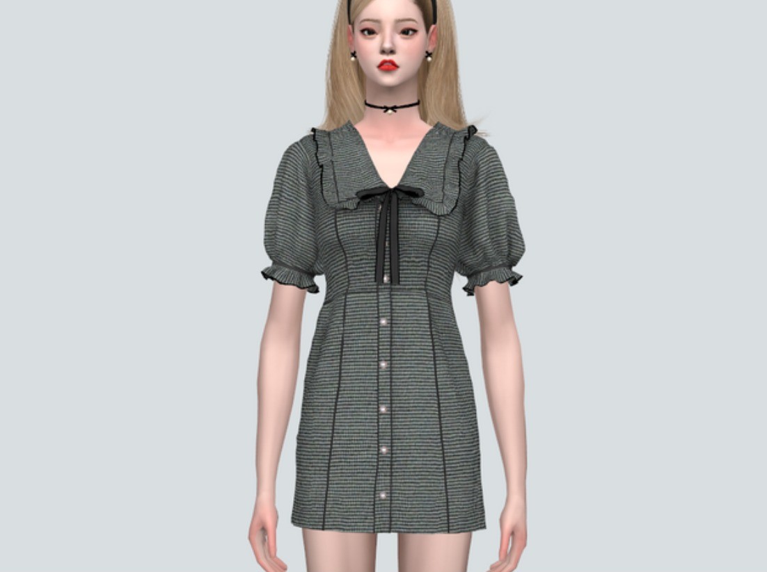 Платье - Frill Dress для Симс 4. Скачать мод
