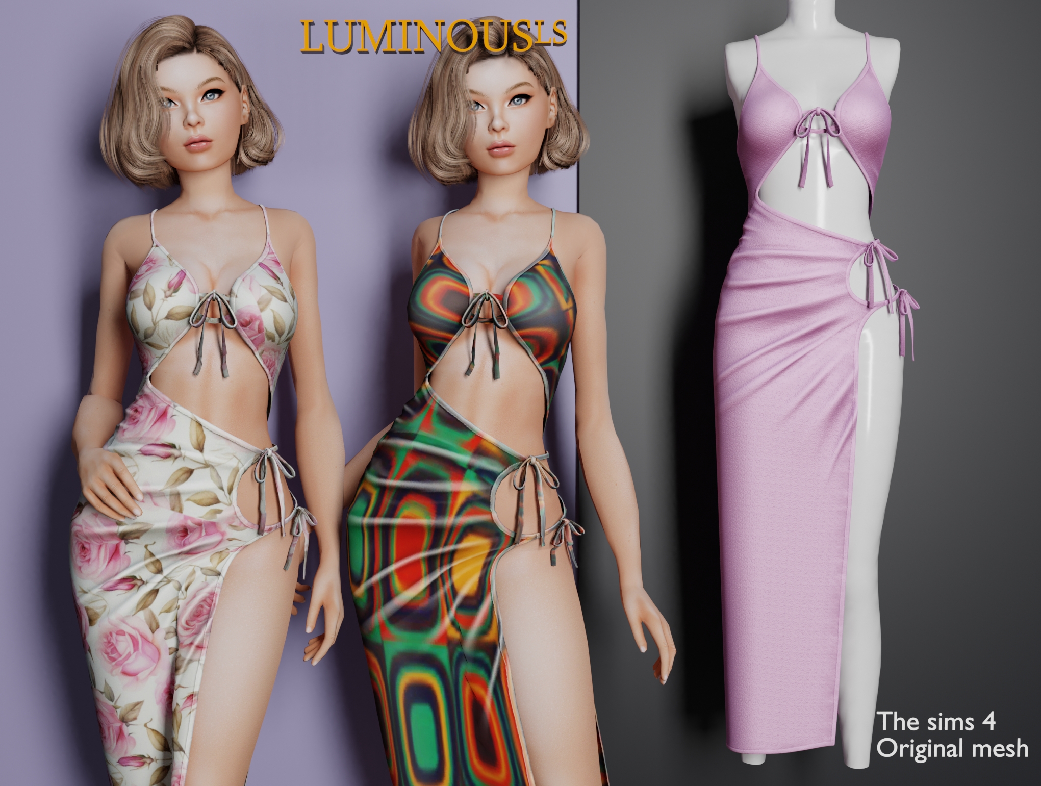Платье - Friska Satin Long Dress для Симс 4. Скачать мод