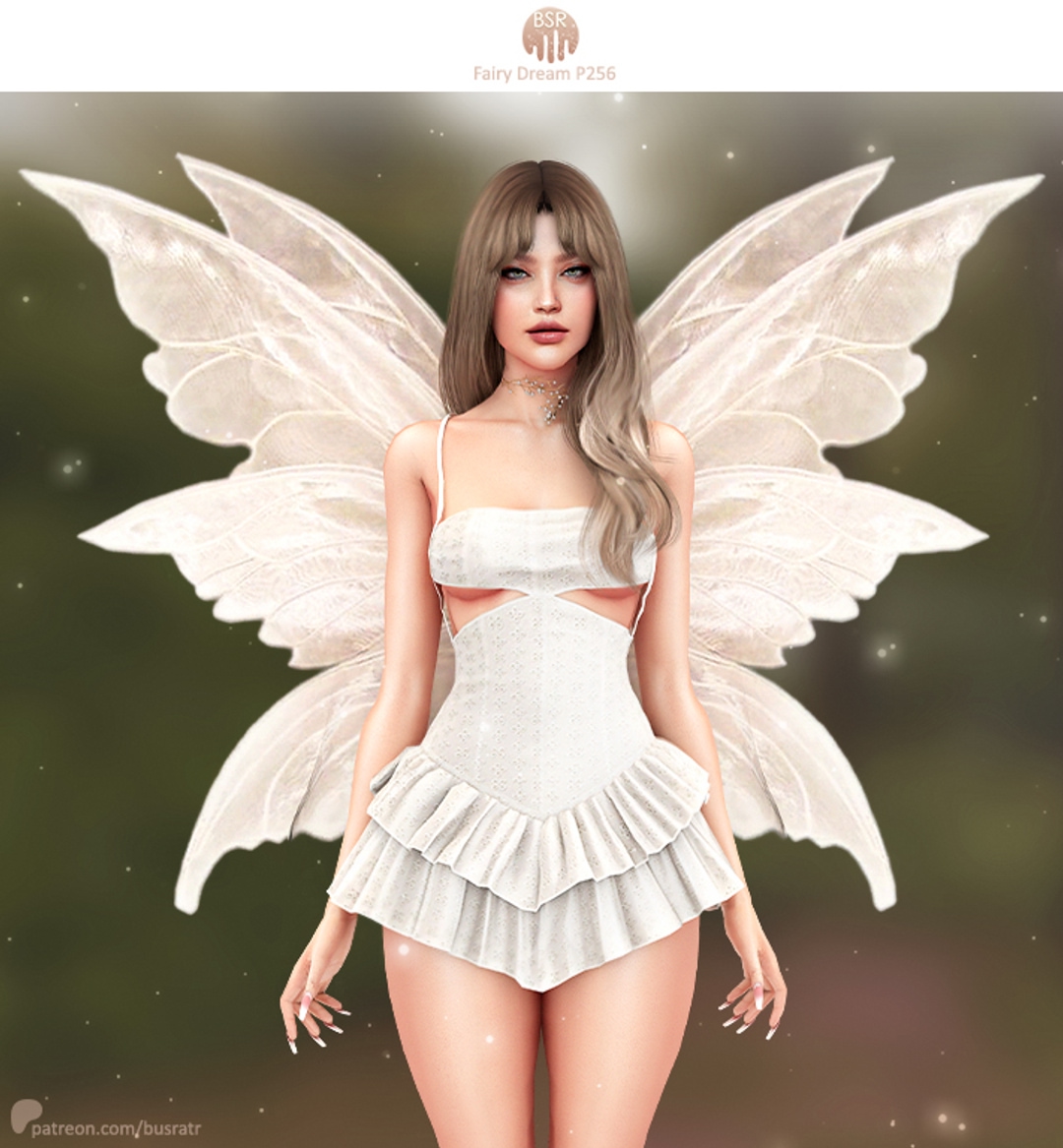 Платье и крылья🤍Fairy Dream для Симс 4. Скачать мод
