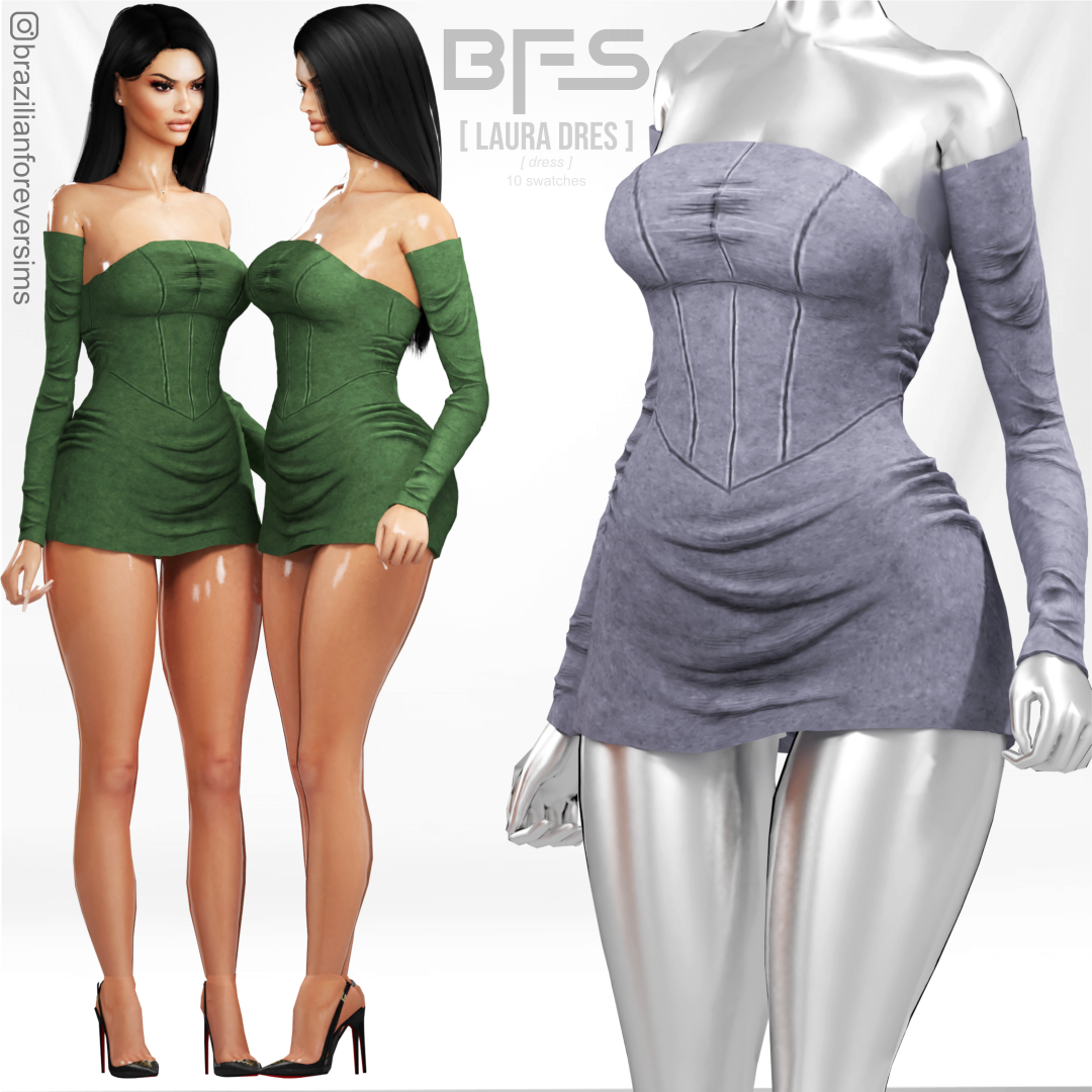 Платье - Laura Dress для Симс 4. Скачать мод