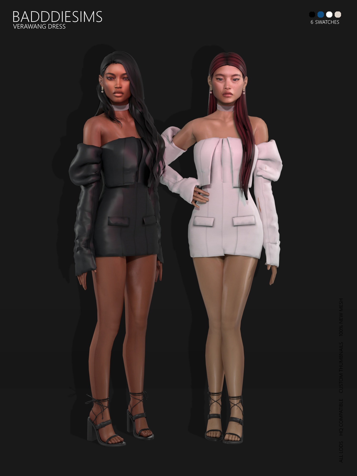 Платье от кутюр VERA WANG для Симс 4. Скачать мод