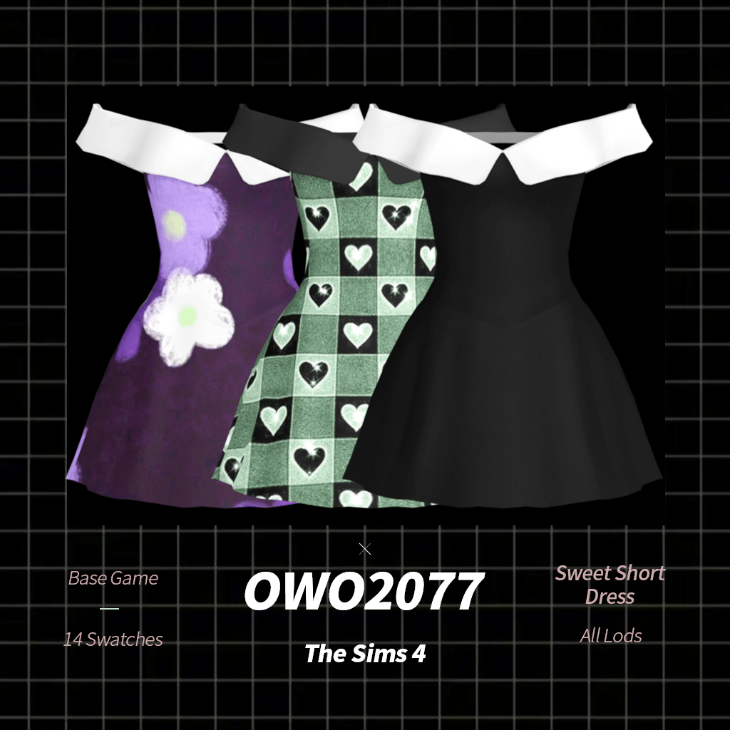 Платье - Sweet Short Dress для Симс 4. Скачать мод