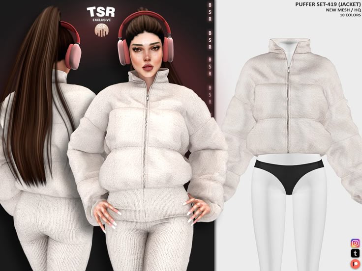 PUFFER SET-419 (JACKET) BD1134 для Симс 4. Скачать мод