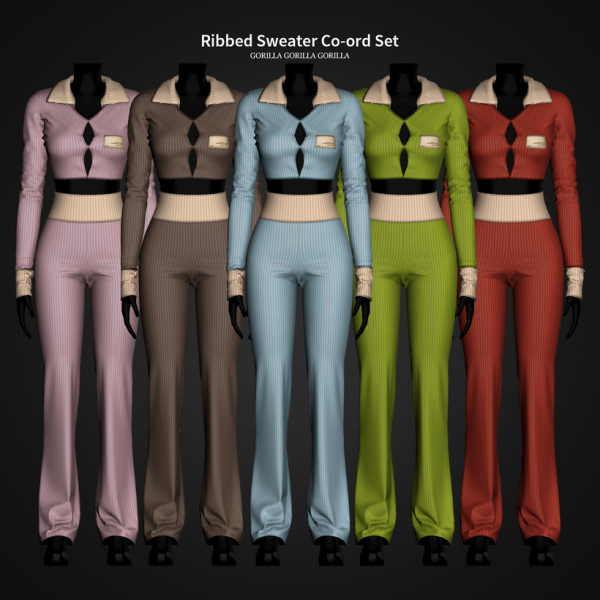 Ribbed Sweater Co-ord Set для Симс 4. Скачать мод