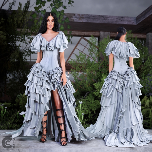 Ruffled Corseted Gown - cool_content_star для Симс 4. Скачать мод