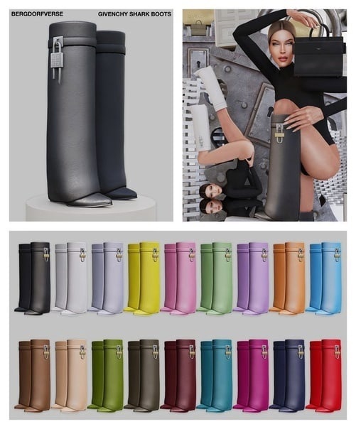 Сапоги - Givenchy Shark Boots для Симс 4. Скачать мод