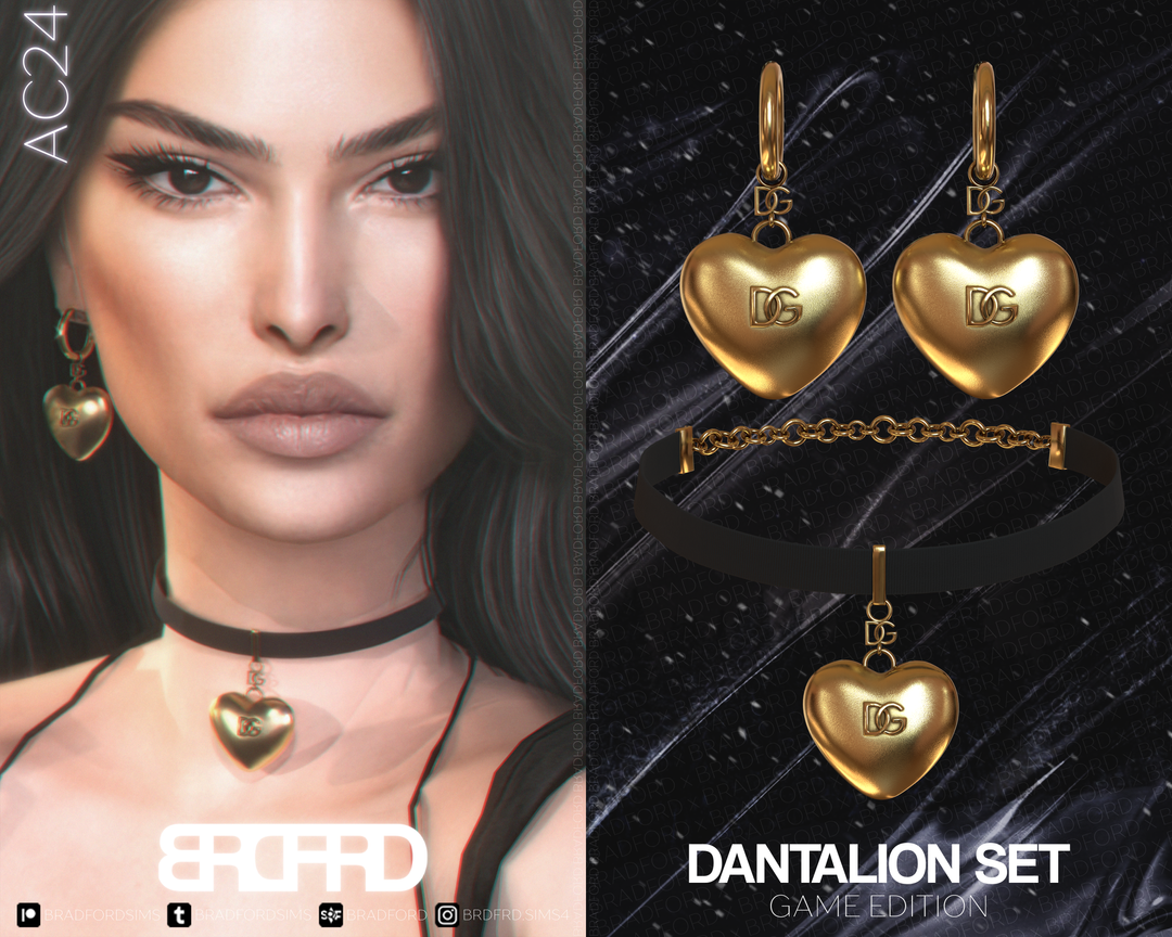 Серьги и чокер - Dantalion Set для Симс 4. Скачать мод