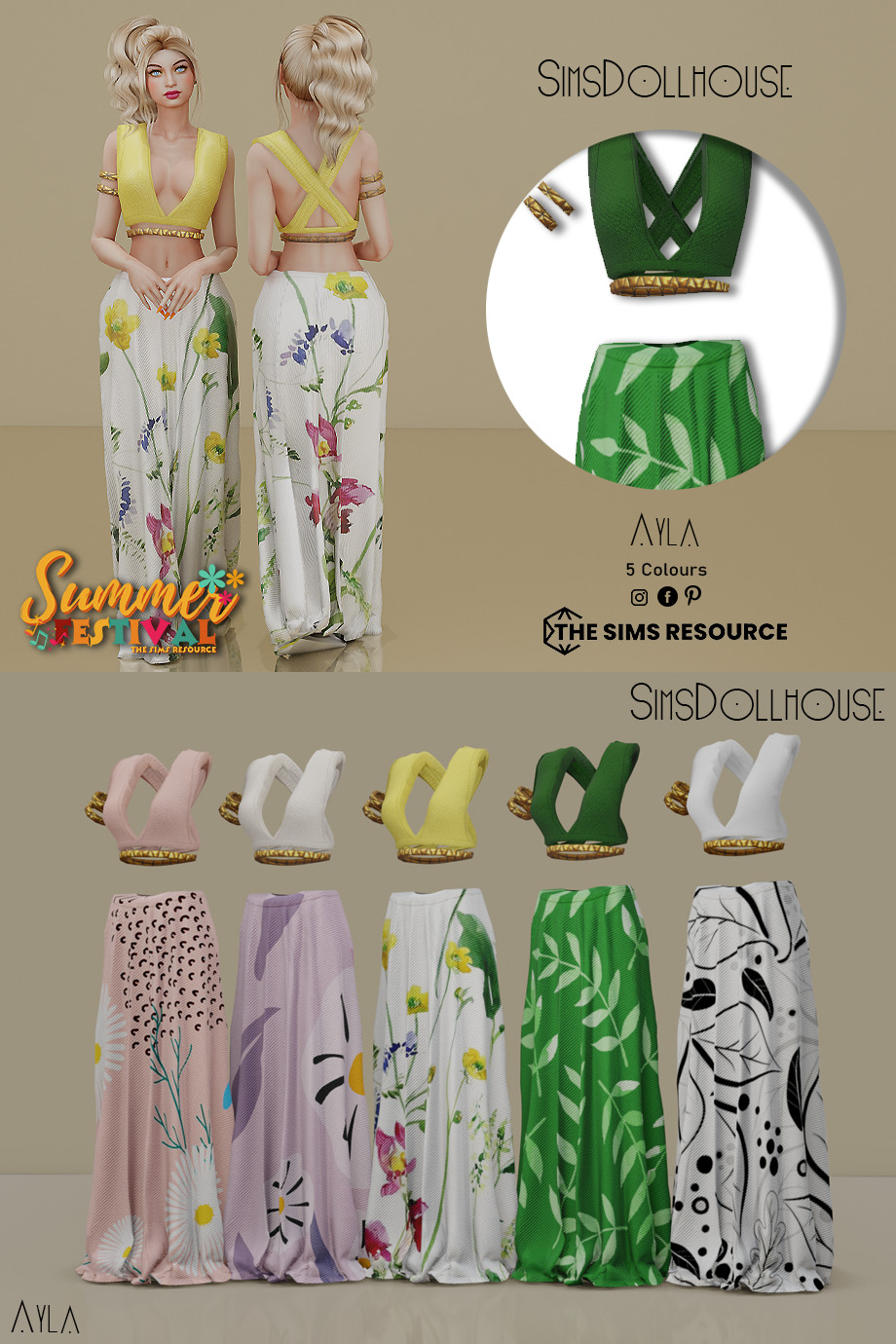 SimsDollhouse - Summer Festival - Ayla Outfit для Симс 4. Скачать мод