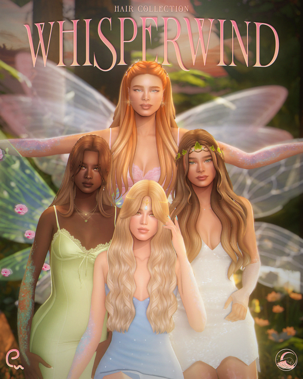 Simstrouble - Whisperwind Hair Collection для Симс 4. Скачать мод