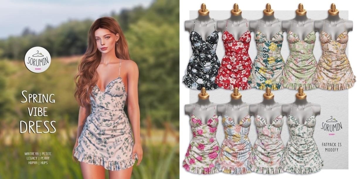 Sorumin Springn Vibe Dress  для Симс 4. Скачать мод