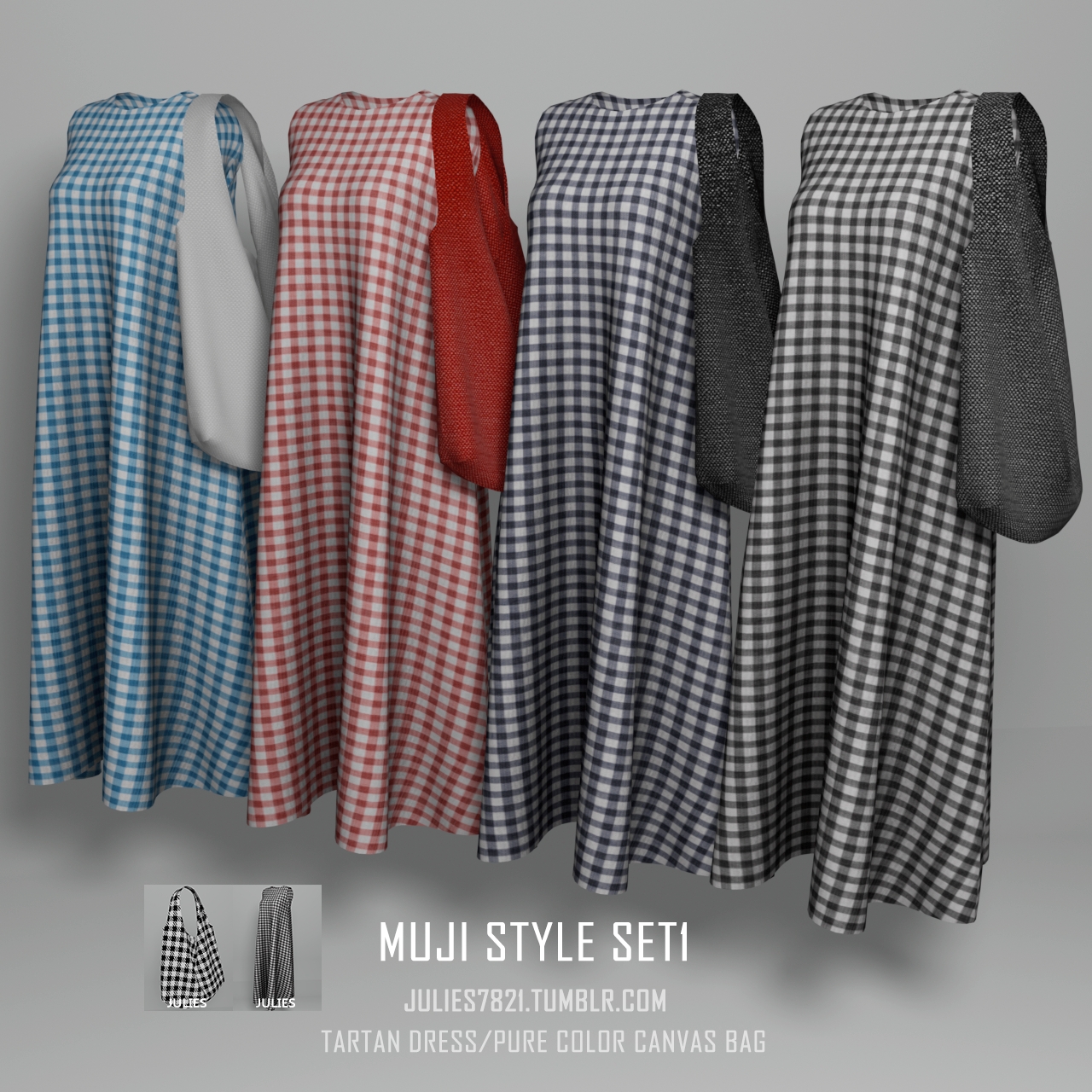 Сумка и платье - MUJI STYLE SET для Симс 4. Скачать мод