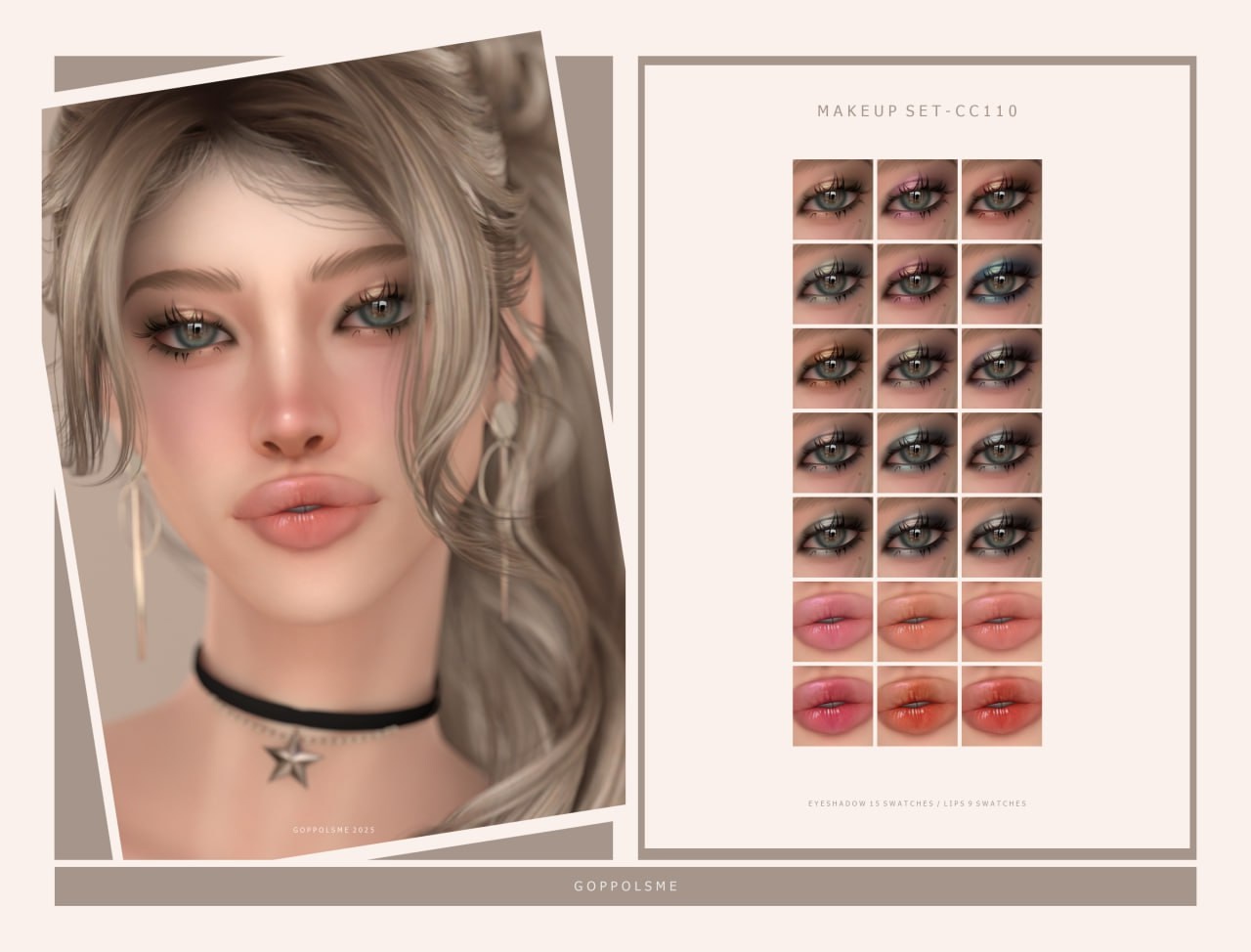 Тени и помада - MAKEUP SET CC110 для Симс 4. Скачать мод