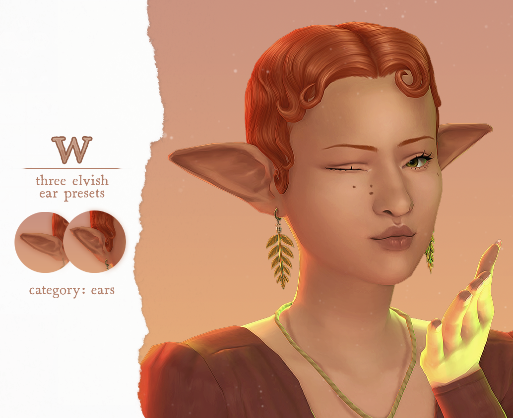 🦋 three elvish ear presets для Симс 4. Скачать мод