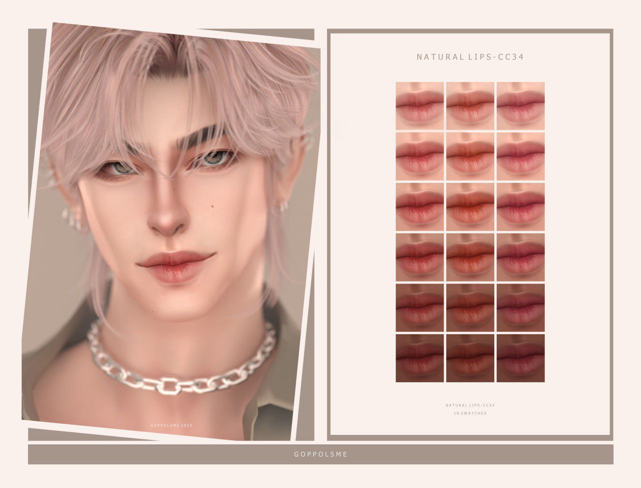 Тинт для губ "Natural Lips CC34" для Симс 4 для Симс 4. Скачать мод